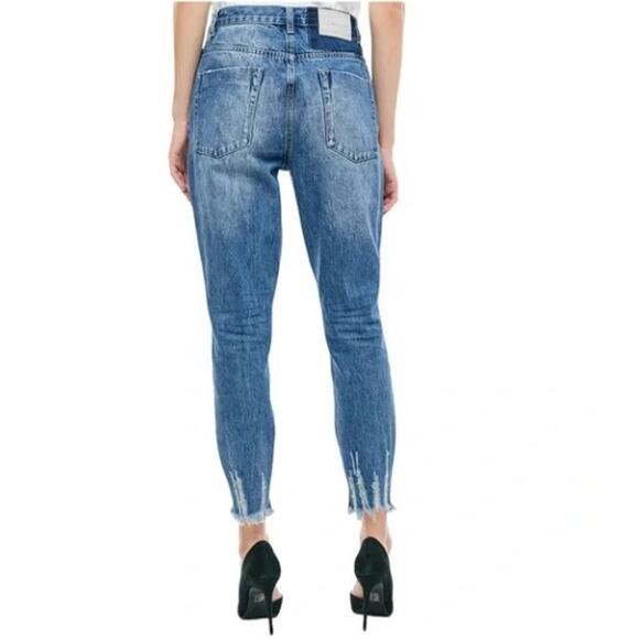 One x One Teaspoon Freebird High Rise Distressed Ankle Zip Medium‎ Wash Size 27 - Picture 2 of 10